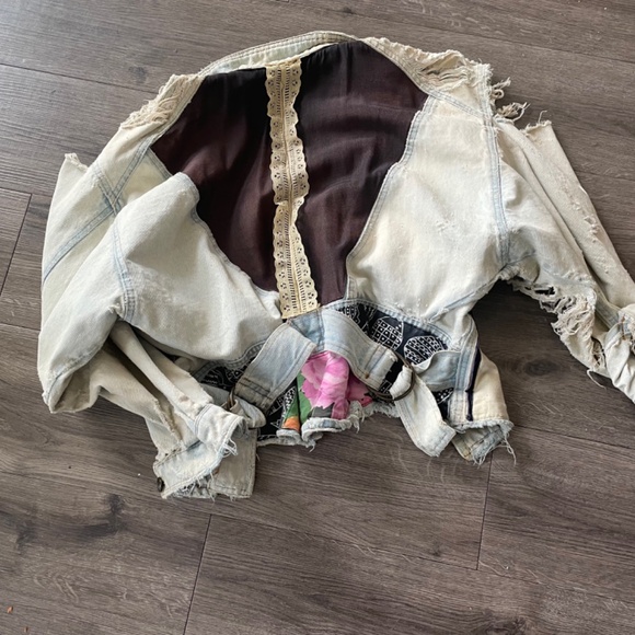 Funky Hand-Distressed One of a Kind Denim jacket - Picture 2 of 2